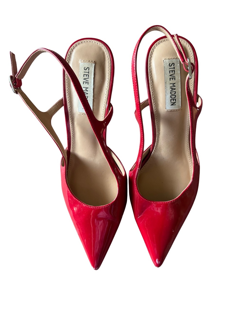 Steve Madden Red Patent Pointed-Toe Slingback Heels